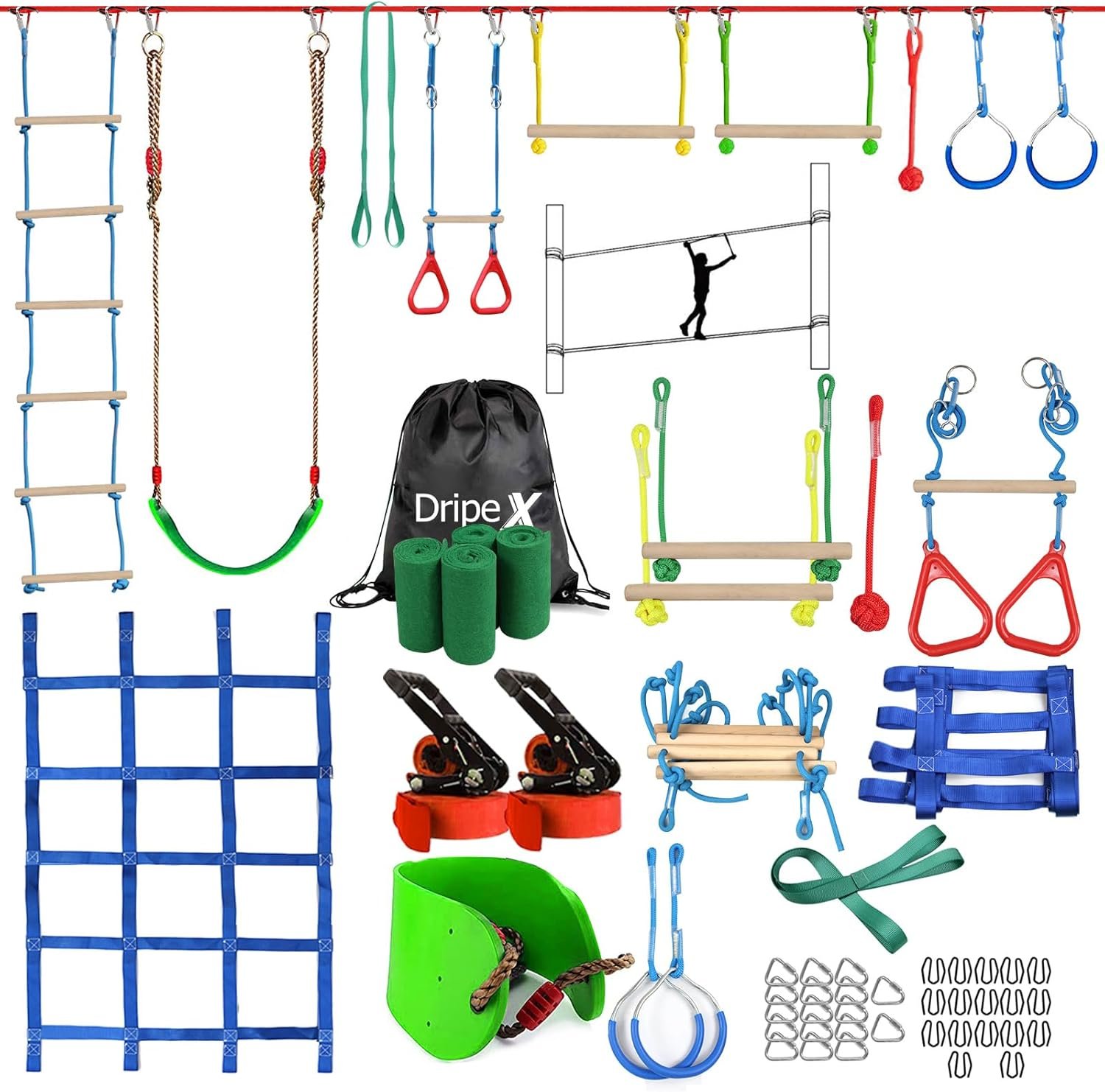 Dripe X Ninja Line obstacle course kit for kids backyard